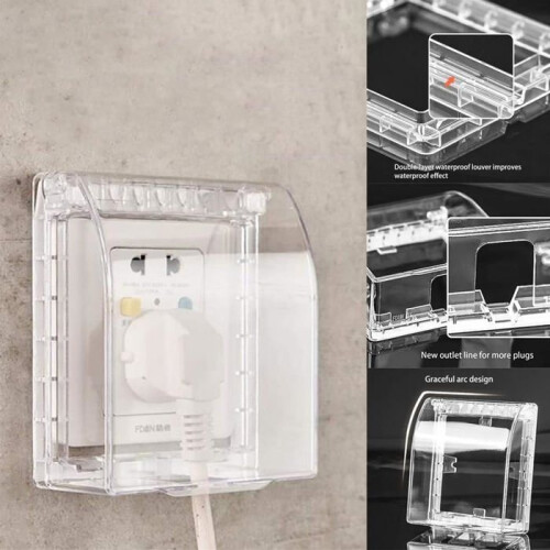 Wall Switch Cover, 2 Pieces Type 86 Waterproof Electrical Socket Cover, Self-Adhesive, White 1