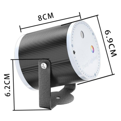 Mini Cylindrical Laser Light LED Stage Starry Projection Lamp, Style:No Remote Control(Black) 1
