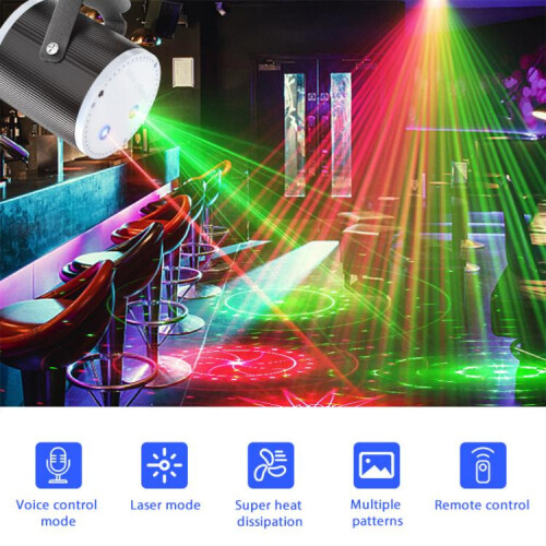 Mini Cylindrical Laser Light LED Stage Starry Projection Lamp, Style:No Remote Control(Black) 2
