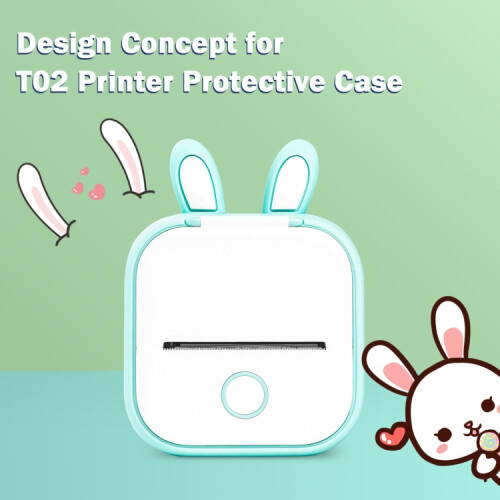 Compatible with Phomemo T02 Printer — Silicone Protective Case (Pink / Rabbit Ears) 2
