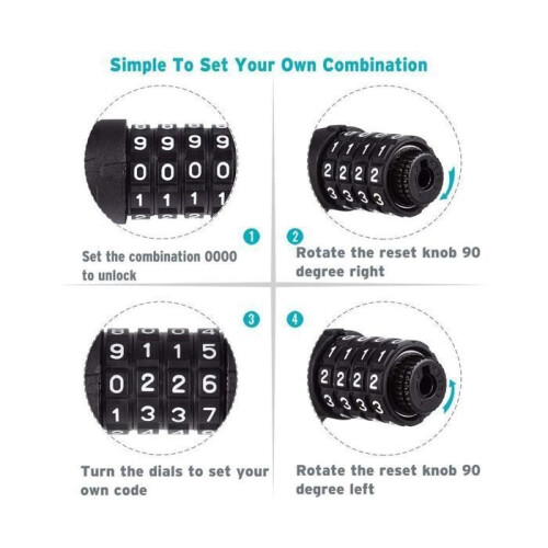 1 Piece Bicycle Lock 4-Digit Bicycle Lock with Security Code - Green（12*650MM） 1