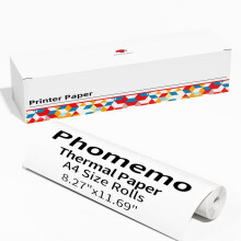 Phomemo 1 rol A4 thermisch papier — Vereist gebruik met printerstandaard — Compatibel met de printers M08F, M832, M833, M834, M835, P831 en Q302
