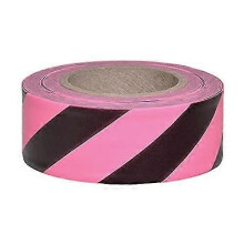 : Flagging Tape - Striped Pink/Black - 1 3/16 inch x 300' Roll