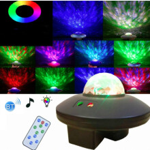 LED-Wasserwellen-Laser-Sternenhimmel-Projektorlicht mit USB-Fernbedienung, Bluetooth-Sprachsteuerung, rotierender Laserkugel-Lichter (Bluetooth-Sterne