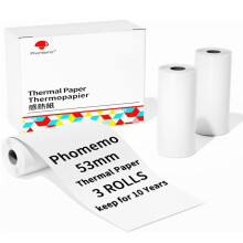 3 rolla/bosca Phomemo 53mm Páipéar teirmeach mear-thriomaitheach 10 mbliana buan atá comhoiriúnach le printéir M832 / M833 / M834 / M835