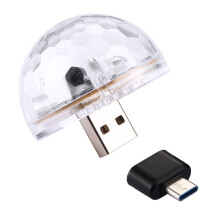 3W 4LEDs RGB USB Kristallkugel Sprachgesteuerte DJ-Lichtleiste mit USB-Typ-C-Adapter
