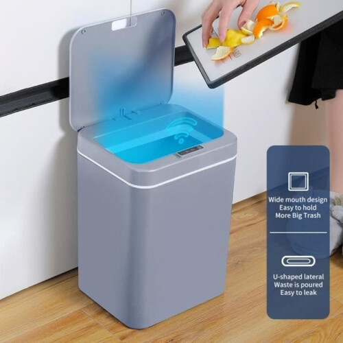 Smart touchless bin with automatic sensor for bedroom, kitchen, living room, 14L, Grey Blesiya 2