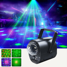 3-in-1 RGB-Laserlicht-LED-Bühnenlampe mit Sprachsteuerung, magische Kugellampe, Ausführung: Ohne Fernbedienung (Schwarz)