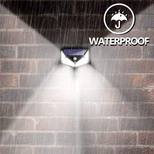 2-Pack Outdoor Solar Lights with 100 LEDs, Motion Sensor, and Wall Lights 2