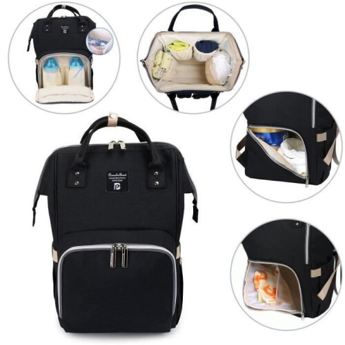 ANTCOOL Waterproof Baby Diaper Backpack - Large 55L Capacity - Black 1