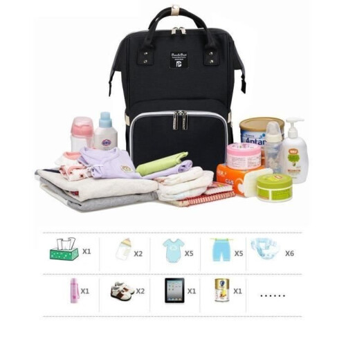 ANTCOOL Waterproof Baby Diaper Backpack - Large 55L Capacity - Black 2