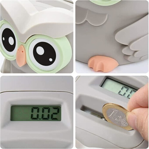 Piggy Bank - AMOUNE - Large Owl - Automatic Counting Function - LCD Screen - Educational Gift 1