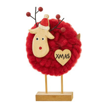 Plüsch-Wollfilz-Weihnachtsfigurendekoration mit Holzsockel für-F