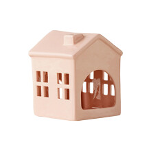 Holle mini-huis theelichtkaarsenhouders, decoratieve-Roze