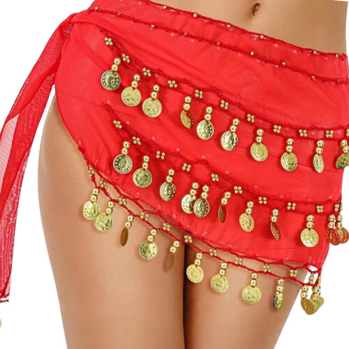Practical Chiffon Dance Belt Adjustable Length And Fashion-Red