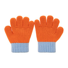 Newborn Baby Winter Gloves Thick Warm Knitted-blue tangerine