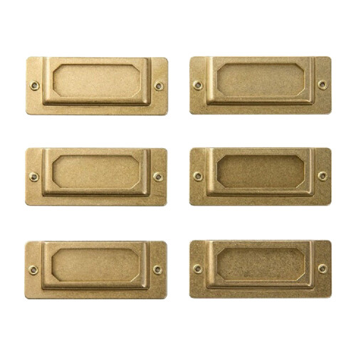 6Pcs Brass Index Label Plates Recyclable Name Index Display