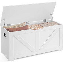 VASAGLE Storage Chest, Storage Bench, Blanket Box with 2 Safety Hinges, Shoe Storage Bench, Farmhouse Style, 40 x 100 x 46 cm