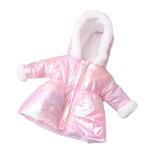 Tenue d'hiver de poupée pour fille, manteau Long en peluche-Rose