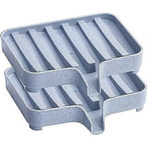 Soap Saver Soap Dish Self Draining Soap Holder for Bathroom,Kitchen 2 Pack(Blue)