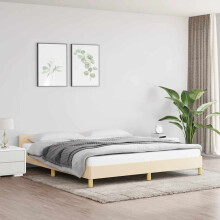 vidaXL sengestel uden madras, cremefarvet, 160x200 cm, betrukket med stof
