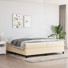 vidaXL sengestel uden madras, cremefarvet, 200x200 cm, betrukket med stof