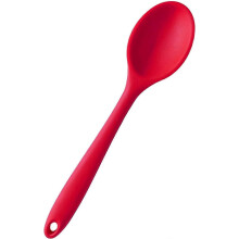 Silicone Mixing Spoon, High Heat Resistant to 480F, Hygienic One Piece Design Cooking Utensil for Mixing & Serving (Cherry Red)