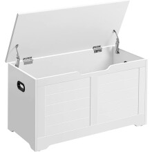 VASAGLE Shoe Bench, Bench with Storage Space, Seat Chest with 2 Safety Hinges, Storage Cabinet, Country House Style, 40 x 80 x 46 cm