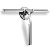 Bathroom Shower Squeegee Clear Glass Wall Cleaner Bath Stainless Steel with Suction Storage Hook - 10", Chrome