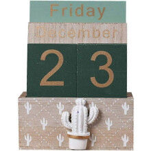 Wooden Perpetual Calendar, Vintage Wood Block Perpetual Calendar Desk Accessory Month Week