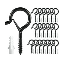 20 PCS Q-Hanger Hooks, Screw Hooks for Outdoor String Lights, Safety Buckle Design Cup Eye Hook Hang