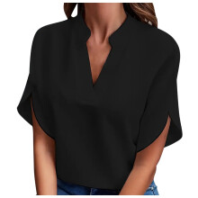 Women's Cold Shoulder Tops Summer Fashion Short Sleeve-Black S