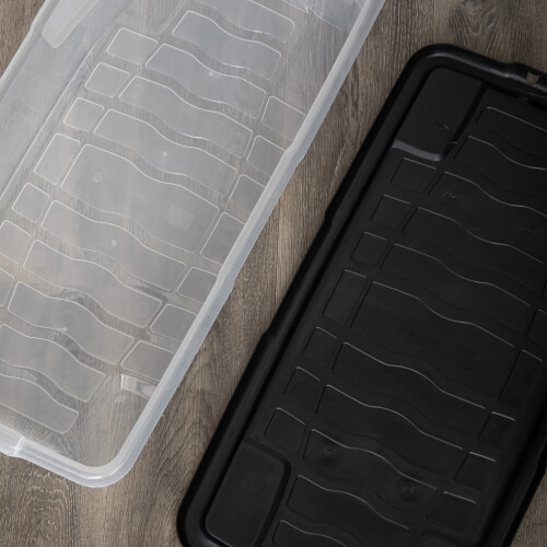 Samuel Alexander 42 Under Bed Clear Stackable and Nestable Storage Box with Black Lid 2