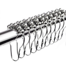 12x Pack Stainless Steel Shower Curtain Rings with Gliding System, 12 Single Hooks, 69x39mm