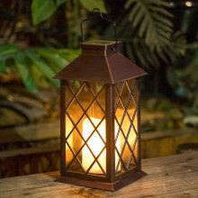 Solar Lantern Hanging Garden Outdoor Lights Flickering Flameless Candle Waterproof LED Lamp