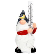 Rain Gauges Gnome Garden Statue Decoration with Two Glass Rain Gauge Tube, Hand Painted Resin