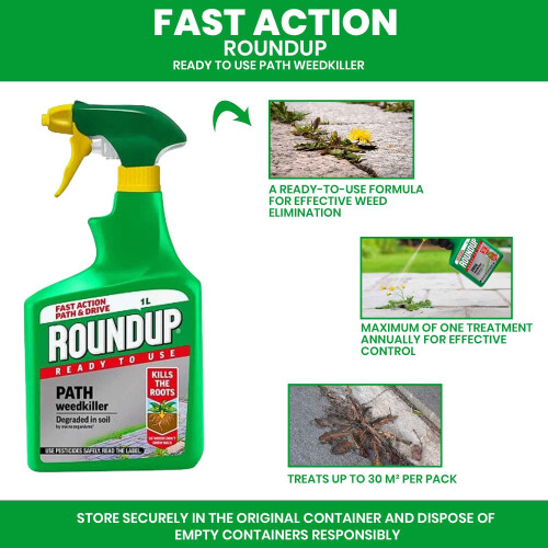 Roundup Roundup Ready to Use Path Weedkiller Fast Action Root Spray for Paths Drives 1L 2