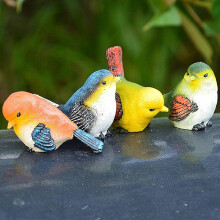 Resin Bird, 4 Pieces Garden Bird Figurines, Resin Birds Animals Figurine, Garden Yard Lawn Decoratio