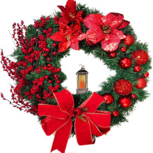 Christmas Wreath Wall Hanging Ornament Merry Christmas Front Door Decorative Wreath,Artificial Pine