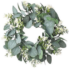 12Inch Artificial Eucalyptus Wreath for Front Door Wall Artificial Fake Green Leaves Wreath Eucalypt