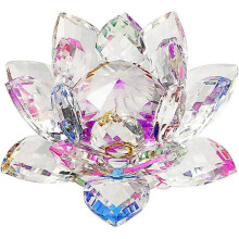 Crystal Lotus Flower - for Home Decoration, Ideal Gift for Birthdays, Parties (100mm Multicolor)