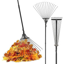 Pelle & Sol Garden Rake - 38-63 Inch Adjustable Lawn Rake for Gardening, Grass w/ 25 Tines for Yard Clean Up - Garden Rakes for Le