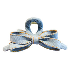 Stylish Girls Jeans Hair Accessory Hairpin With Bowknot-N1