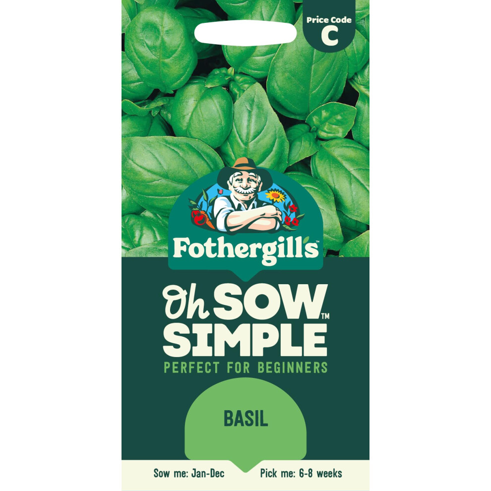 Mr Fothergill's Fothergill's Oh Sow Simple, Basil Vegetable Seeds, Sow: Jan–Dec, Green