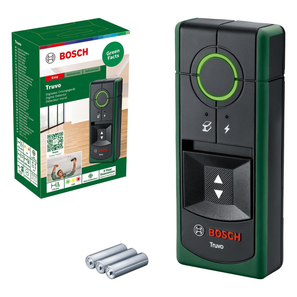 Bosch Detector Truvo 2Nd Gen. (Easy One-Button Handling, Simple Detection Of Live Cables & Metal Wall Scanner Up To 70Mm, In Cardboard Box)