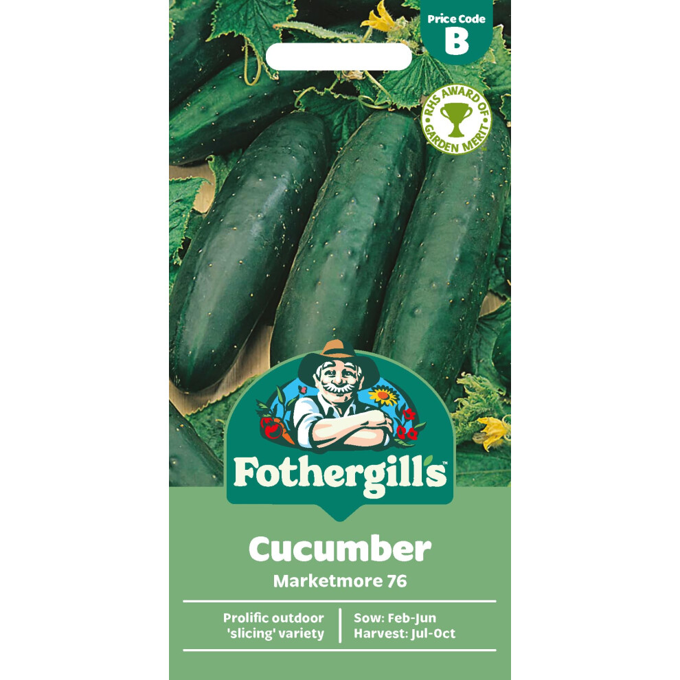 Mr Fothergill's Fothergill's Cucumber Marketmore 76, Vegetable Seeds, 25 Seeds, Sow: Feb-Jun, Green