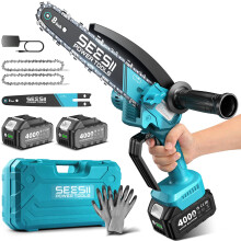 SEESII 8 Inch Mini Cordless Chainsaw with 4000mAh x2 Batteries
