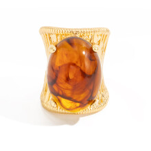 Exaggerated Geometric Adjustable Ring Featuring Gradient-amber
