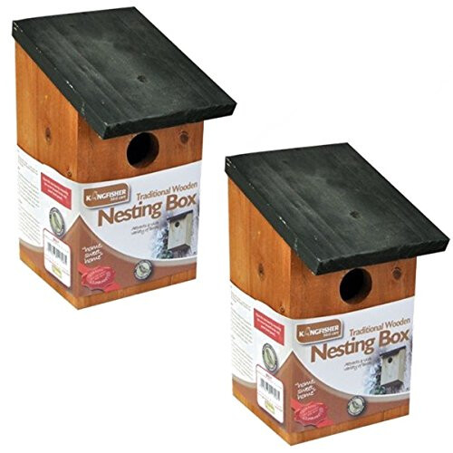 Kingfisher 2 X Wooden Nesting Box Bird House Nesting Box Small Birds Bluetit Robin Sparrow