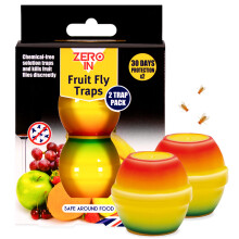 Zero In Fruit Fly Trap - Ready-Baited Indoor Fly Catcher, Apple-Shaped Twin Pack - Non-Toxic, Insect Trap to Attract & Trap Bugs -
